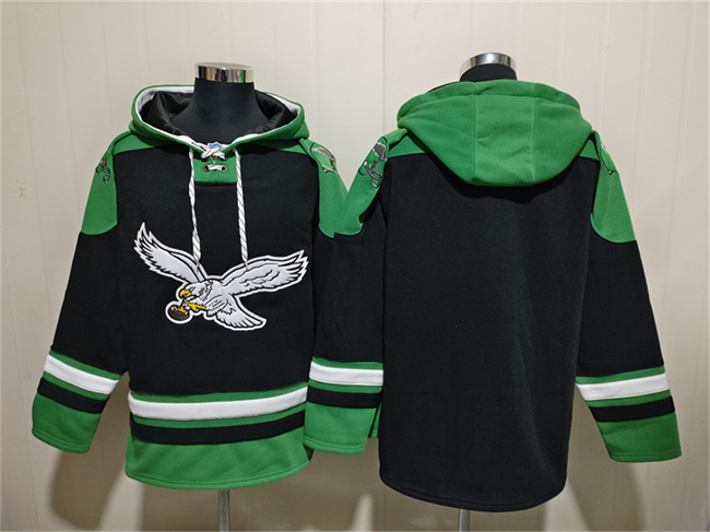 Men's Black Philadelphia Eagles Blank Ageless Must-Have Lace-Up Pullover Hoodie